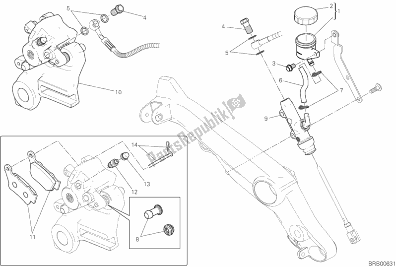Todas as partes de Sistema De Freio Traseiro do Ducati Scrambler 1100 Special 2018